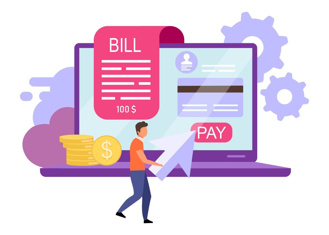 invoice payments flat illustration bill pay online receipt cartoon concept internet banking account ebanking user credit cards transactions instant money transfer by click metaphor vector (2)